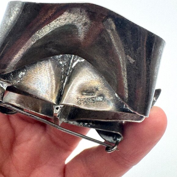 Vintage Sterling Silver Bow Pin Brooch - Picture 3 of 6